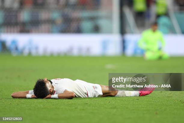 Dejected Ramin Rezaeian of Iran as his team is knocked out of the FIFA World Cup in the group stage during the FIFA World Cup Qatar 2022 Group B...