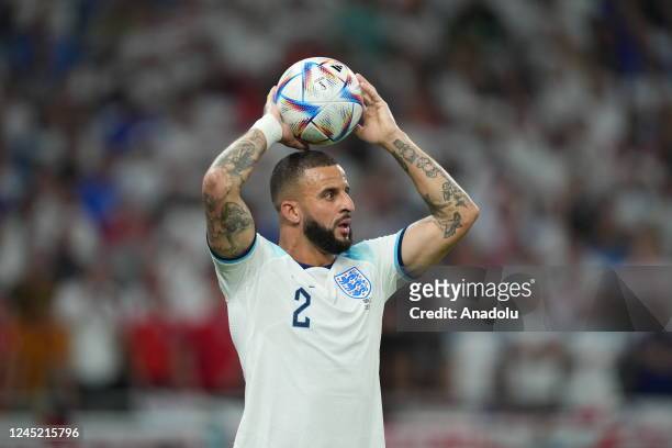 Kyle Walker of England is seen during the FIFA World Cup Qatar 2022 Group B match between Wales and England at Ahmed bin Ali Stadium in Al-Rayyan,...