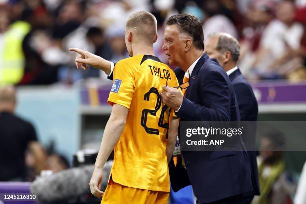 Kenneth Taylor of Holland, Holland coach Louis van Gaal during the FIFA World Cup Qatar 2022 group A match between Netherlands and Qatar at Al Bayt...