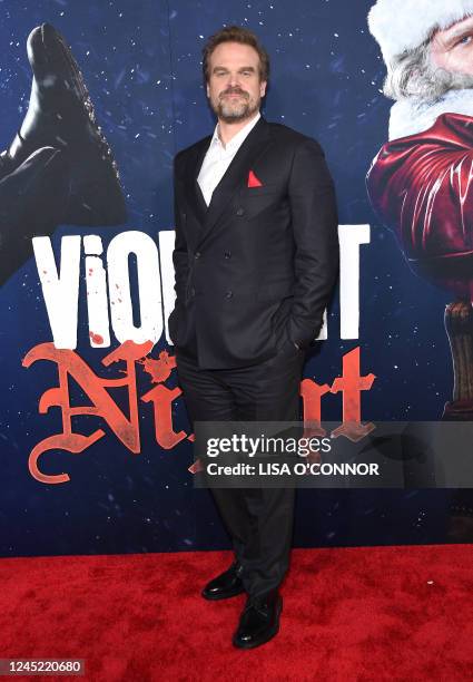 Actor David Harbour attends the premiere of Universal's "Violent Night" at the TCL Chinese Theatre in Hollywood, California, on November 29, 2022.