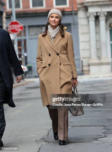 Bridget Moynahan is seen on the set of "Blue Bloods" on November 29, 2022 in New York City.