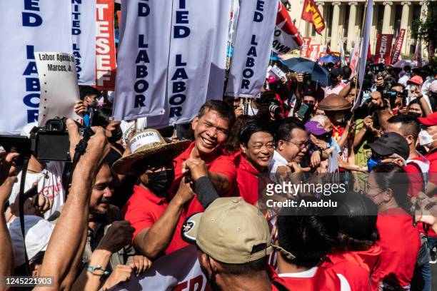 Various labor groups gather for a demonstration as they celebrate the Philippine National Hero Andres Bonifacio Day in Manila, Philippines on...