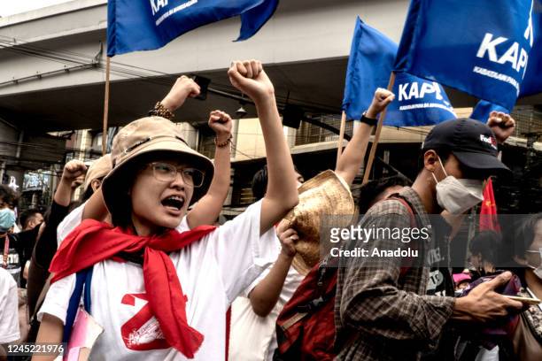 Various labor groups gather for a demonstration as they celebrate the Philippine National Hero Andres Bonifacio Day in Manila, Philippines on...
