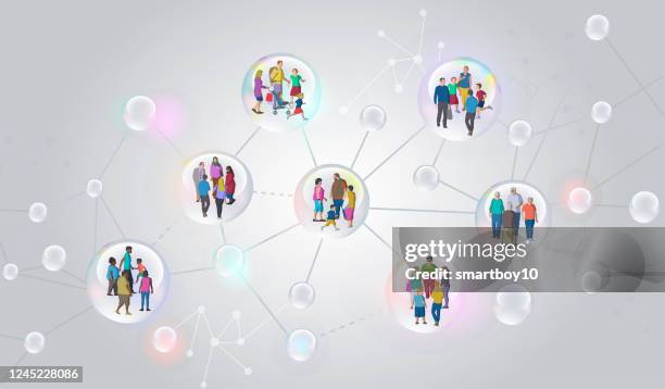 covid-19 social bubble oder familiengruppe - abgeschiedenheit stock-grafiken, -clipart, -cartoons und -symbole