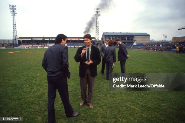 April 1987 - Northern Ireland v England - European Championship Qualification - Gary Lineker of England smiles nervously on the pitch before the...