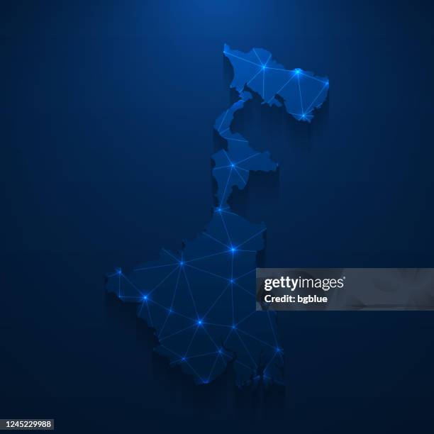 west bengal map network - bright mesh on dark blue background - bengali stock illustrations