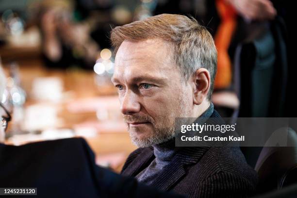 Finance Minister Christian Lindner talks before the beginning of the weekly government cabinet meeting on November 30, 2022 in Berlin, Germany. High...