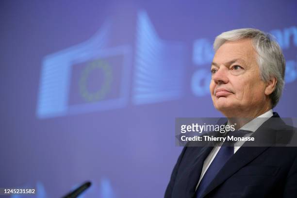 Commissioner for Justice Didier Reynders is talking to media after the weekly meeting of the EU Commission, in the Berlaymont, the EU Commission...