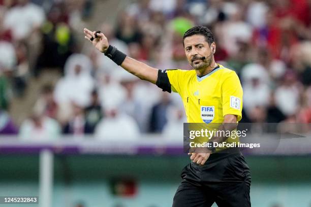 Referee Alireza Faghani looks on during the FIFA World Cup Qatar 2022 Group H match between Portugal and Uruguay at Lusail Stadium on November 28,...