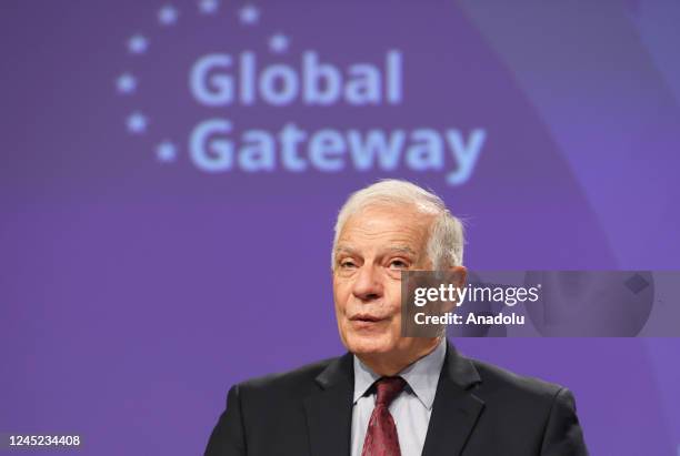 High Representative for Foreign Affairs Josep Borrell speaks during a press conference on the EU Global Health Strategy following EU commission...