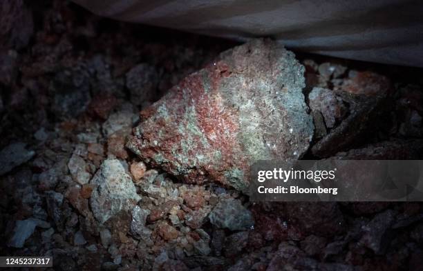 Piece of ore inside the Nutrien Cory potash mine in Saskatoon, Saskatchewan, Canada, on Tuesday, Nov. 29, 2022. Nutrien Ltd., the world's largest...