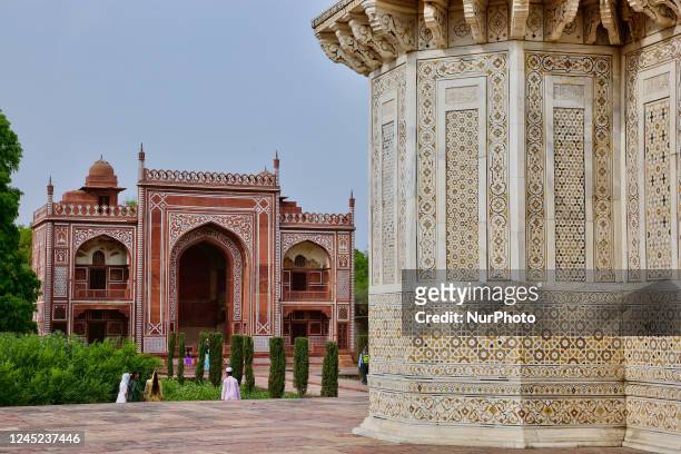 Entrance gate of Itimad-ud-Daulah's Tomb in Agra, Uttar Pradesh, India, on May 04, 2022. The Tomb of Itimad-ud-Daulah was built between 1622 and 1628...