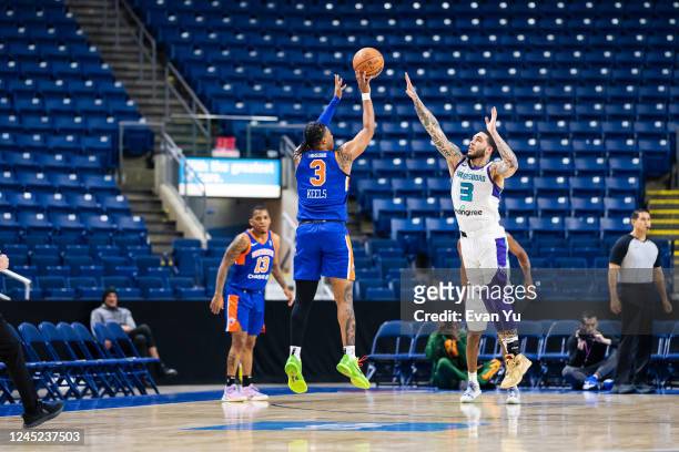 Trevor Keels of the Westchester Knicks shoots the ball against the News  Photo - Getty Images