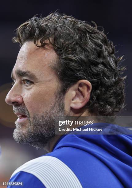 Interim head coach Jeff Saturday of the Indianapolis Colts is seen during the game against the Pittsburgh Steelers at Lucas Oil Stadium on November...