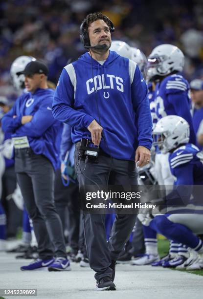 Interim head coach Jeff Saturday of the Indianapolis Colts is seen during the game against the Pittsburgh Steelers at Lucas Oil Stadium on November...