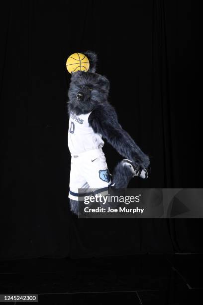 Mascot, Grizz of the Memphis Grizzlies poses for portraits on September 27, 2022 at FedEx Forum in Memphis, Tennessee. NOTE TO USER: User expressly...