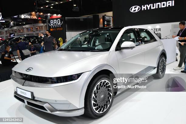 Hyundai IONIQ5 electric vehicle displayed during the Thailand International Motor Expo 2022 at Impact Challenger Muang Thong Thani on November 30 in...