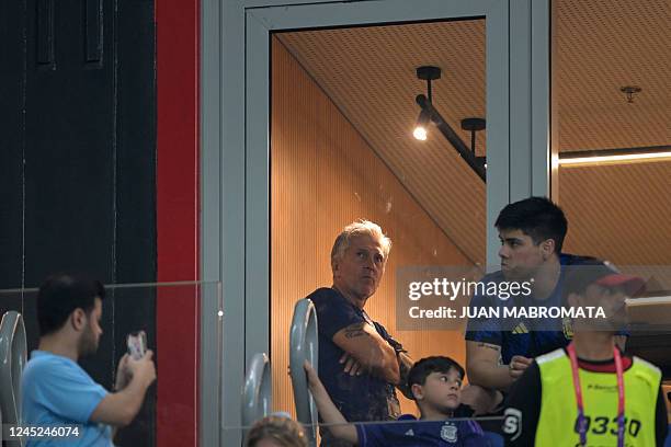Argentina's forward Lionel Messi's father Jorge Messi waits in the tribune ahead of the start of the Qatar 2022 World Cup Group C football match...