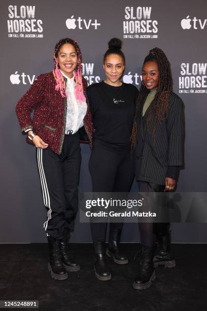 Jane Chirwa, Genifer Habbasch and Karmela Shako attend the "Slow Horses" season 2 screening event at Kino International on November 30, 2022 in...