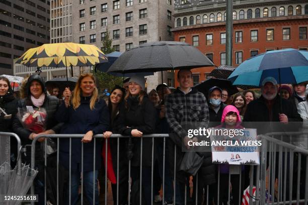 Royal watchers await the arrival of Britain's Prince William, Prince of Wales, and Catherine, Princess of Wales, for the Earthshot Prize ceremony, at...