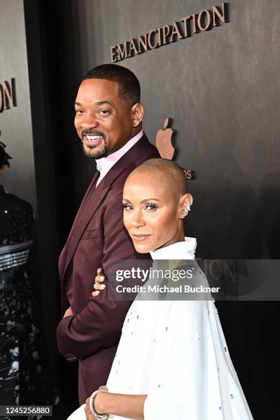 Will Smith and Jada Pinkett Smith at the premiere of Apple Original Films' "Emancipation" held at Regency Village Theatre on November 30, 2022 in Los...