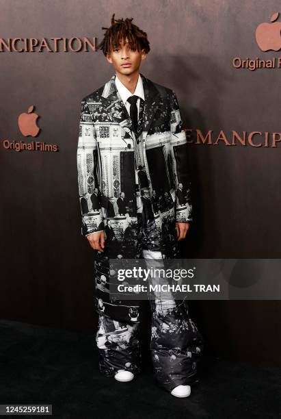 Actor Jaden Smith arrives for the premiere of Apple Original Films' "Emancipation" at the Regency Village Theatre in Westwood, California, on...