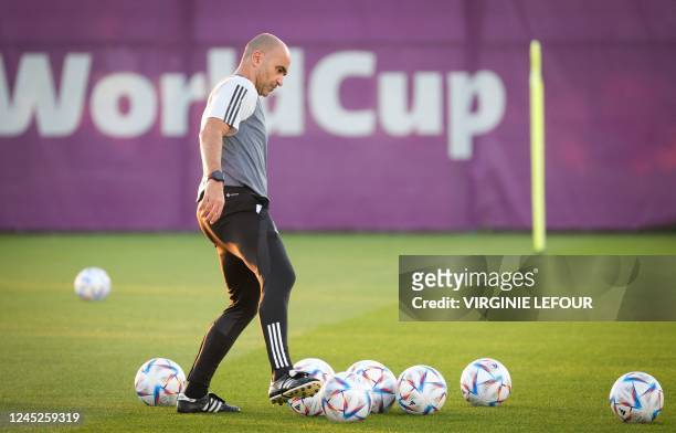 Belgium's head coach Roberto Martinez pictured during a training session of the Belgian national soccer team the Red Devils, at the Hilton Salwa...