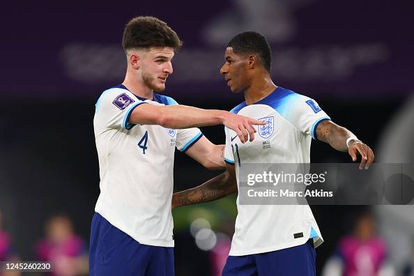 Declan Rice Rashford Declan Rice with Marcus Rashford of England during the FIFA World Cup ...