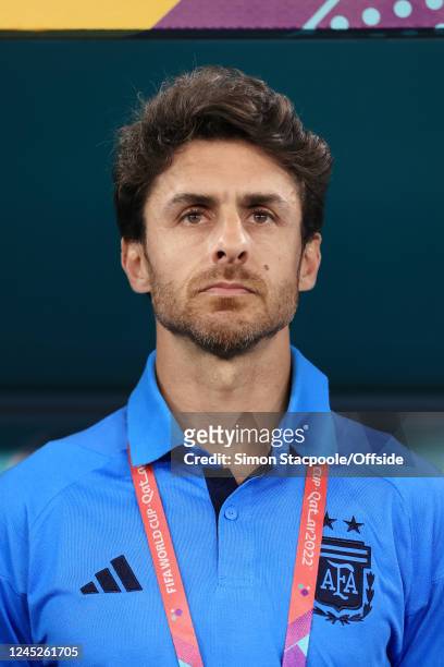 Argentina assistant Pablo Aimar looks on before the FIFA World Cup Qatar 2022 Group C match between Poland and Argentina at Stadium 974 on November...