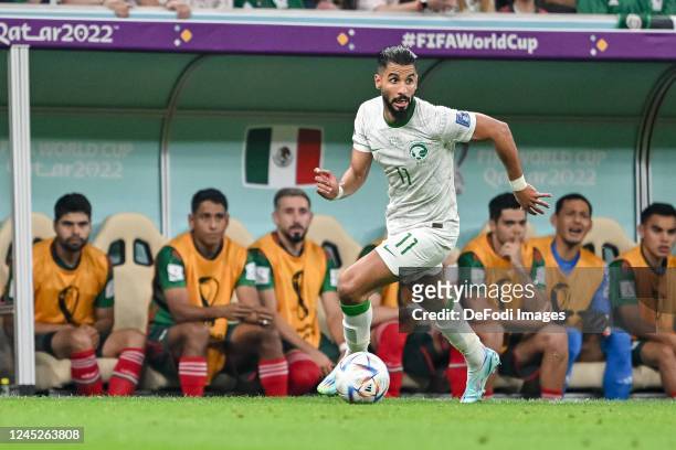 Saleh Al Shehri of Saudi Arabia controls the ball during the FIFA World Cup Qatar 2022 Group C match between Saudi Arabia and Mexico at Lusail...
