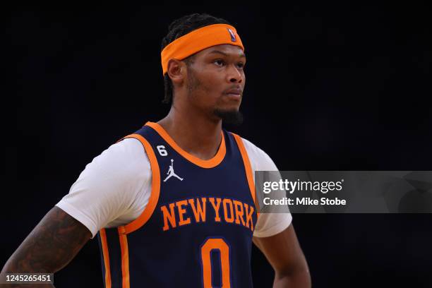 Cam Reddish of the New York Knicks in action against the Milwaukee Bucks at Madison Square Garden on November 30, 2022 in New York City. NOTE TO...