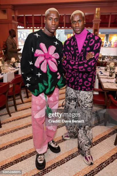 Keven Bonsu and Karlon Bonsu of The Flag Twins attend the newly opened Cecconi's at Bicester Village on December 1, 2022 in Bicester, England.