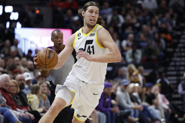Kelly Olynyk of the Utah Jazz moves the ball against the LA Clippers on November 30, 2022 at vivint.SmartHome Arena in Salt Lake City, Utah. NOTE TO...