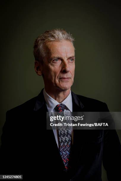 Actor Peter Capaldi poses for a portrait shoot during the British Academy Scotland Awards at DoubleTree by Hilton on November 20, 2022 in Glasgow,...