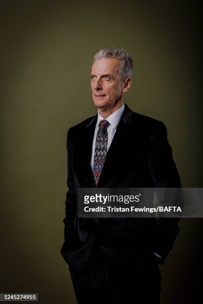 Actor Peter Capaldi poses for a portrait shoot during the British Academy Scotland Awards at DoubleTree by Hilton on November 20, 2022 in Glasgow,...