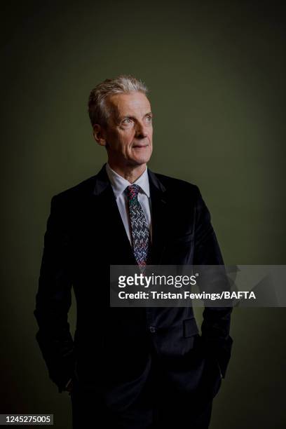 Actor Peter Capaldi poses for a portrait shoot during the British Academy Scotland Awards at DoubleTree by Hilton on November 20, 2022 in Glasgow,...