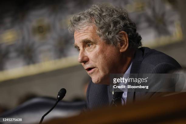 Senator Sherrod Brown, a Democrat from Ohio, during a Senate Agriculture, Nutrition and Forestry Committee hearing in Washington, DC, US, on...