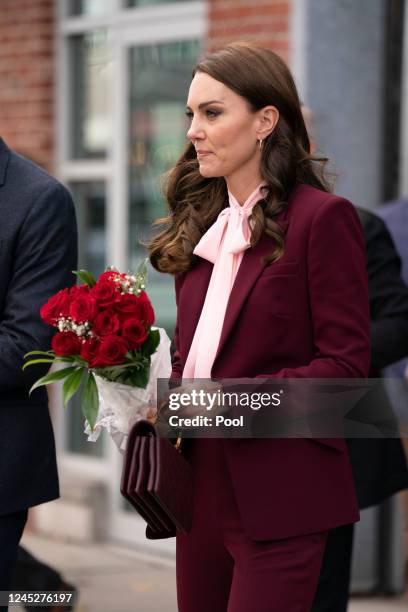 Catherine, Princess of Wales during a visit to the Greentown Labs in Somerville, to learn about climate innovations which are being incubated in...