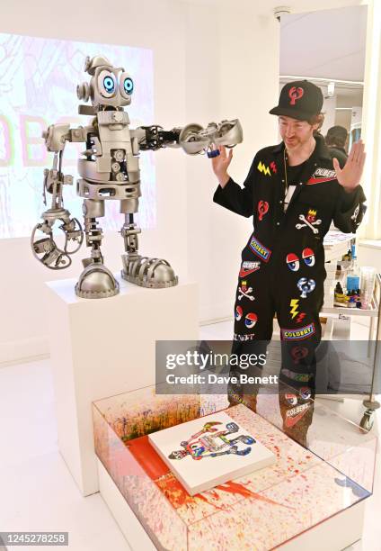 Philip Colbert attends the unveiling of his Lobstar Bots, on view at Phillips' London galleries in Berkeley Square until 14 December, on December 1,...