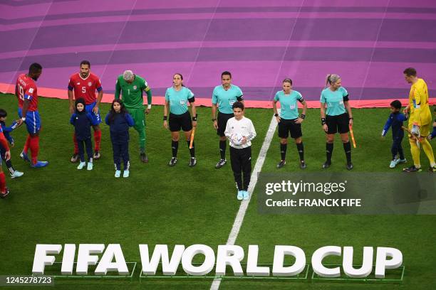 Costa Rica's defender Kendall Waston, Costa Rica's midfielder Celso Borges, Costa Rica's goalkeeper Keylor Navas, Mexican assistant referee Karen...