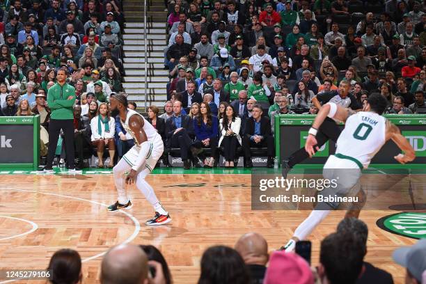 Prince William, Prince of Wales and Catherine, Princess of Wales, attend the game with Boston Celtics owners Steve Pagliuca, Wyc Grousbeck and his...