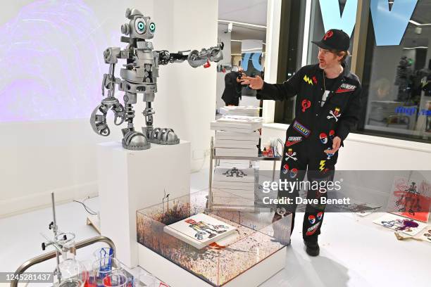 Philip Colbert attends the unveiling of his Lobstar Bots, on view at Phillips' London galleries in Berkeley Square until 14 December, on December 1,...