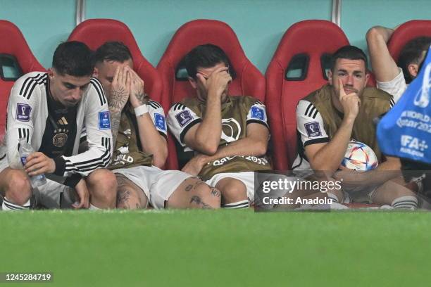 Players of Germany, react after the FIFA World Cup Qatar 2022 Group E match between Costa Rica and Germany at Al Bayt Stadium on December 01, 2022 in...