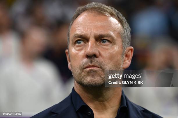 Germany's coach Hans-Dieter Flick attends the Qatar 2022 World Cup Group E football match between Costa Rica and Germany at the Al-Bayt Stadium in Al...