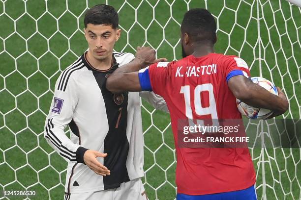 Germany's midfielder Kai Havertz tries to take the ball from Costa Rica's defender Kendall Waston after scoring his team's second goal during the...