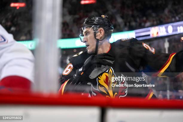 Calgary Flames Defenceman Juuso Valimaki in action during the second period of an NHL game between the Calgary Flames and the Montreal Canadiens on...