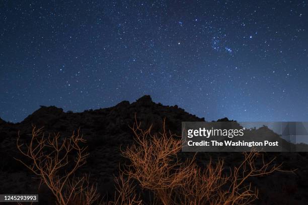 Stars in the sky in the Spirit Mountain Wilderness in Laughlin, Nevada, November 15, 2020.