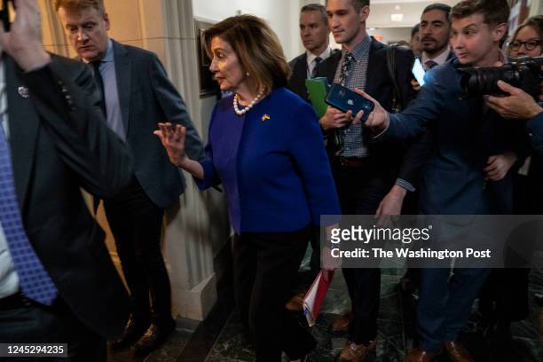 House Speaker Nancy Pelosi arrives to the House Democrats leadership election caucus meeting on Capitol Hill in Washington, D.C., on Wednesday,...