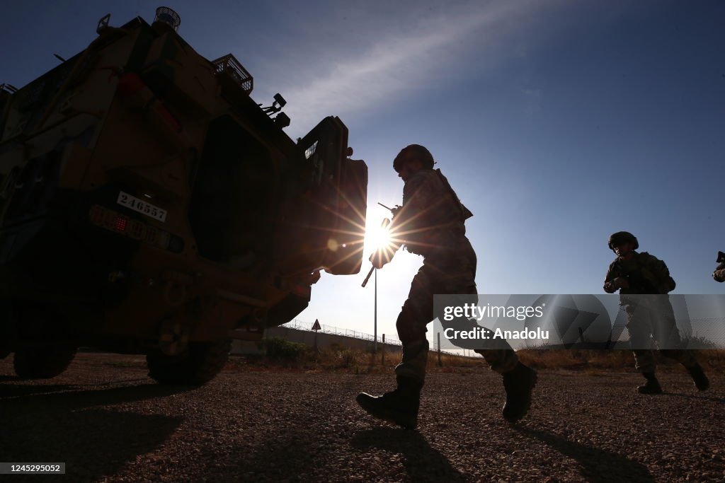 Shasp Turkish army members of 1st and 3rd Border Regiment Commands guard ...