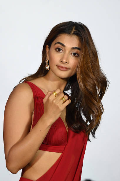 Bollywood actress Pooja Hegde poses for pictures during the trailer launch of her upcoming film Cirkus in Mumbai on December 2, 2022.